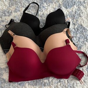 Victoria's Secret Black, Gray, and Burgundy Bra Set